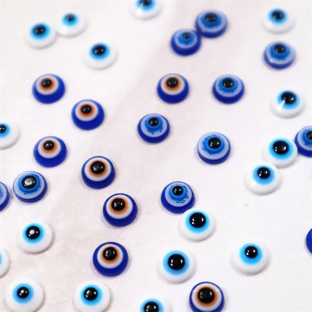 20 pçs fácil de aplicar resina olhos azuis decorações da arte do prego plana redonda 3d encantos do prego mau olhos strass feminino