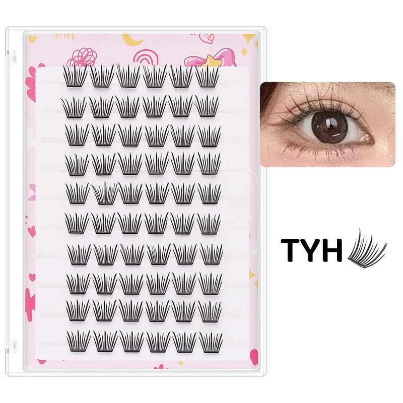 DINGSEN 10 Reihen Idol Lashes Selbstklebende Wimpern Natürliche Lange Anime Kleberfreie Cluster-Wimpern Make-up Korea Wimpern – Detail 26