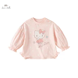 Hello Kitty Co Branded Dave Bella 2024 New Spring Girl's Baby T-Shirt Children Top Cotton Casual Cartoon Outdoor Sport DB1247734