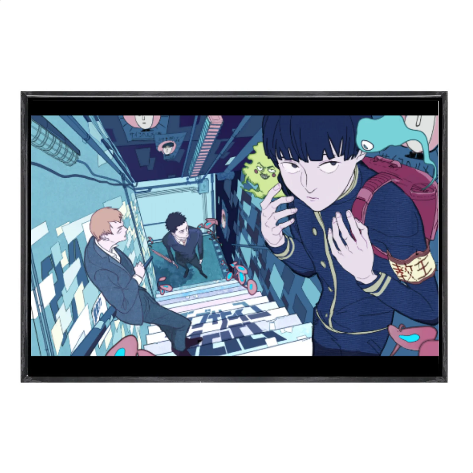 

Японская манга, многоразмерный холст, постер в двойной рамке, настенное искусство, Моб Психо 100, домашний декор