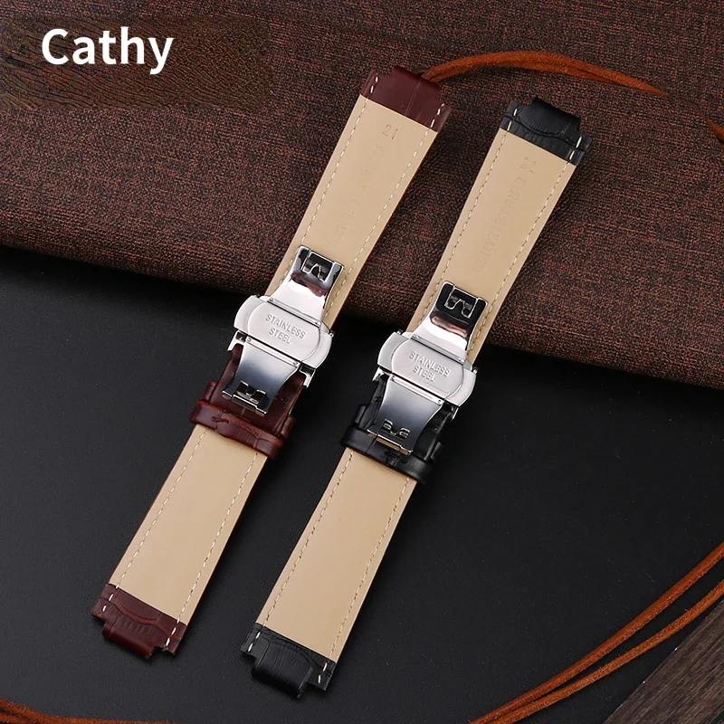 Genuine Leather Strap for LV Louis Vuitton Tambour Series Soft Comfortable Men Women Raised Mouth Interface Watchband 21.12mm