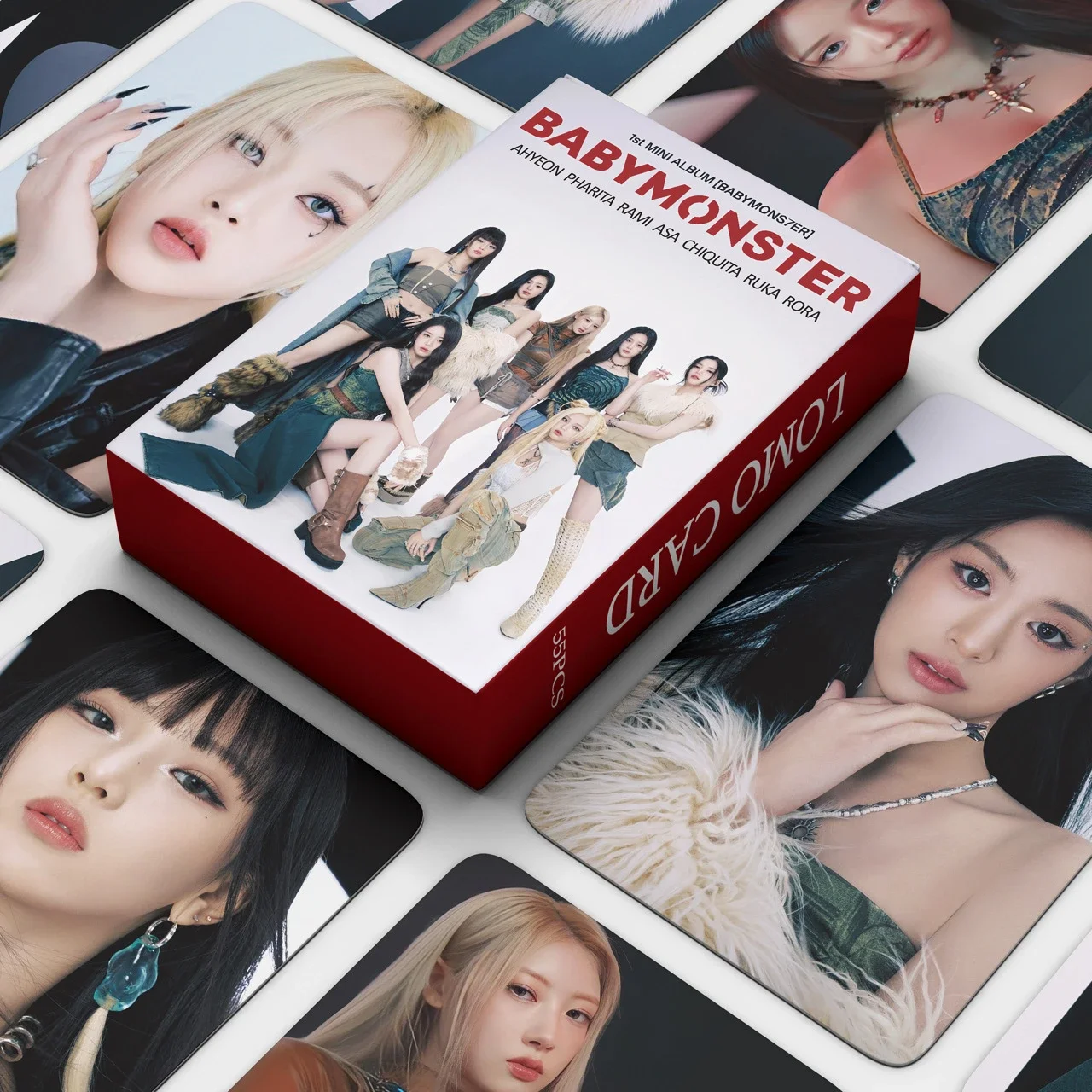 55pcs/set Kpop BABY MONSTER Lomo Cards SHEESH BABYMONSTER  HARAM Photo Album Photocards for Fans Collection