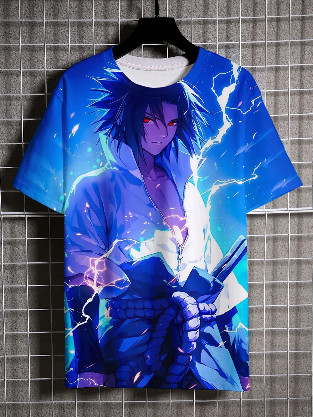 Brand new anime 3D printing Naruto Sasuke pattern men's short sleeve role play fashion hip hop daily casual sports men's T-shirt