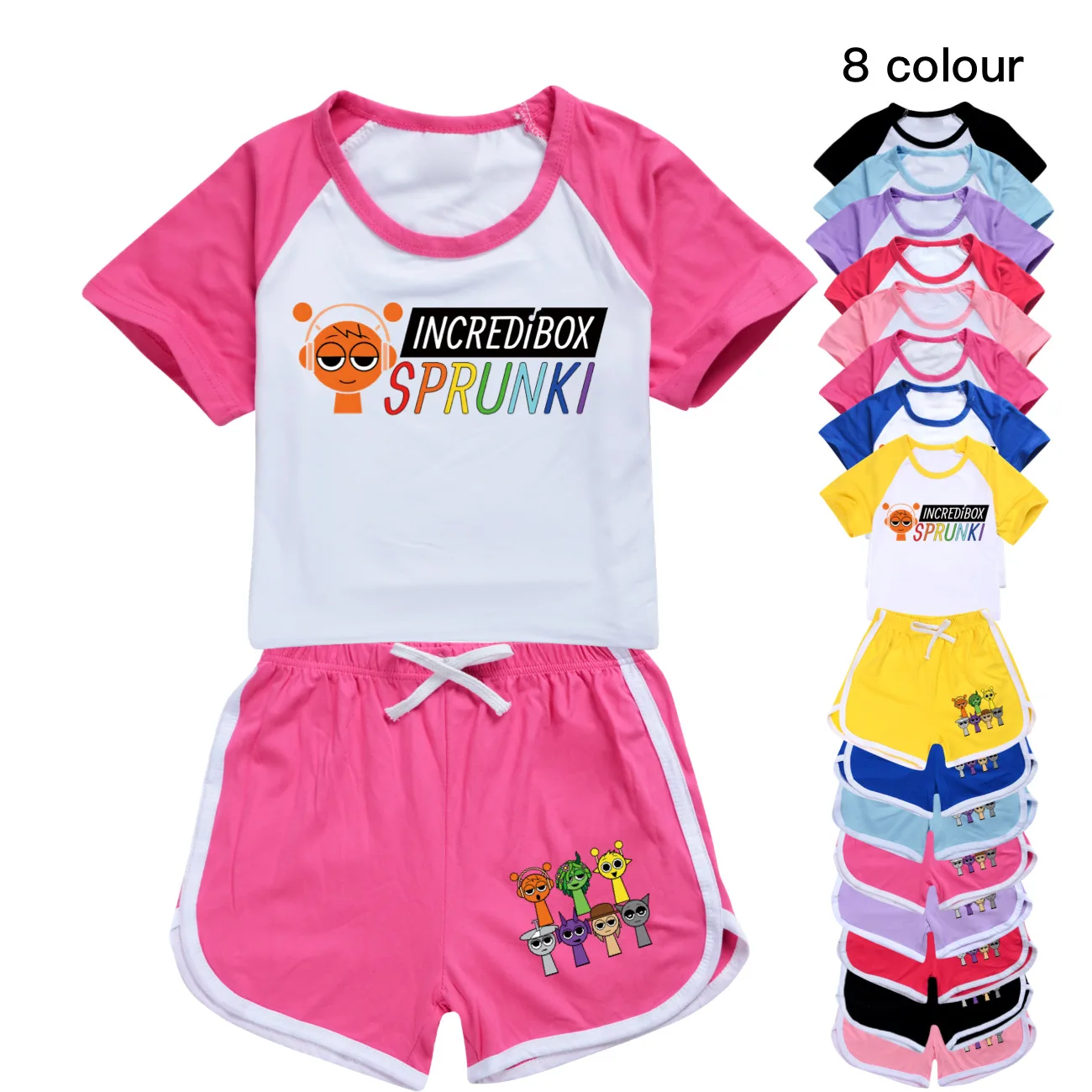 Hot Sprunki Cartoon Girls Clothes Summer Clothing Set Kids Boys Sports Suit T Shirt + Pants Baby Kids Outfits Pajamas Best Gift