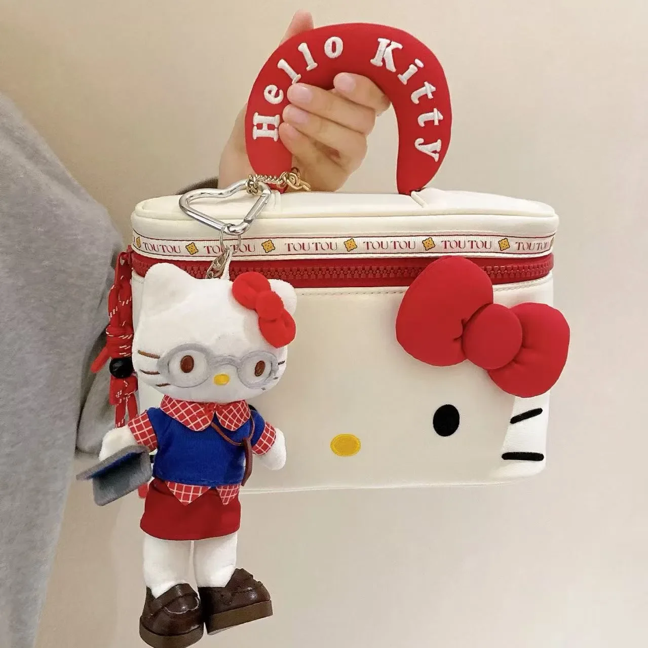 Hello Kitty Handbag Cartoon Bowknot Cat Storage Cosmetic Bag