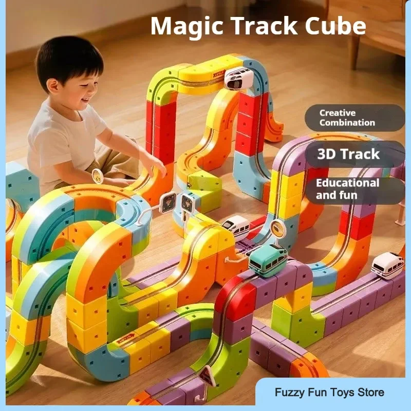 Pistes de construction polyvalentes, Train jouet magnétique pour enfants, bricolage, voiture sur Rail Non à distance, ensemble de Train magnétique Transformable, cadeau