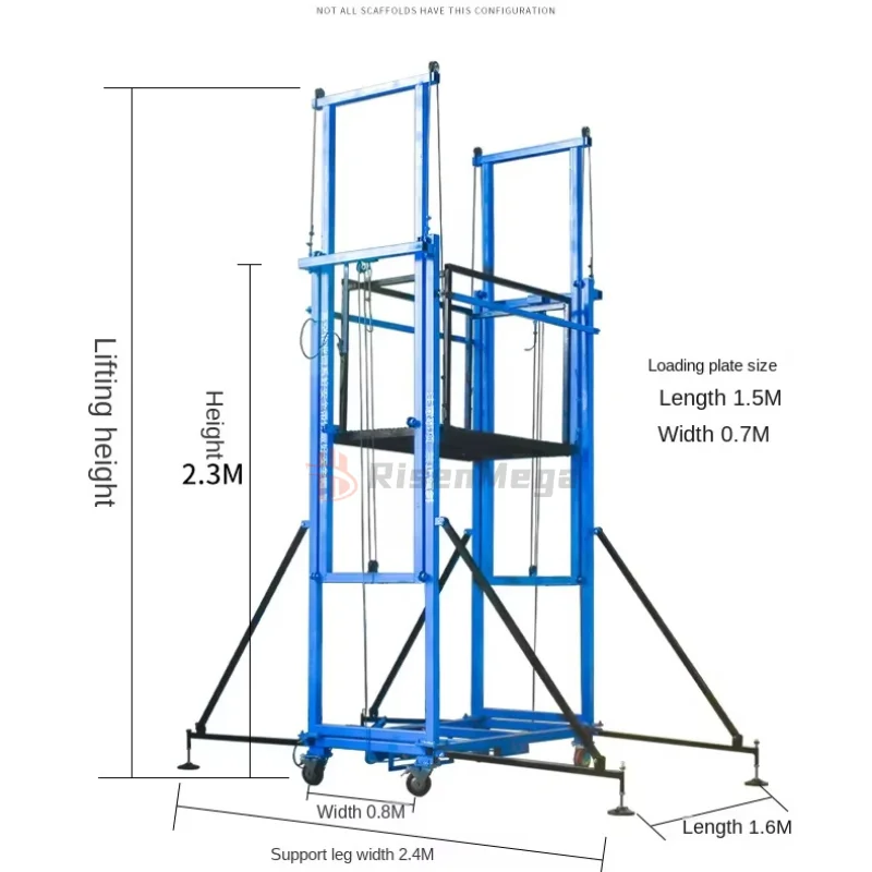 

Risenmega Portable Electric Scaffolding 300KG 500KG 12M Portable Lifting Platform with Outrigger Electric Scaffolding Platform
