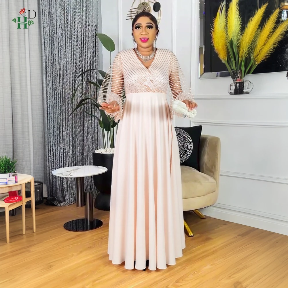 H & D pour les femmes africaines grande taille vêtements de luxe fête de mariage Maxi robes de mode Robe de soirée turquie Robe à paillettes Robe 2025 nouveau