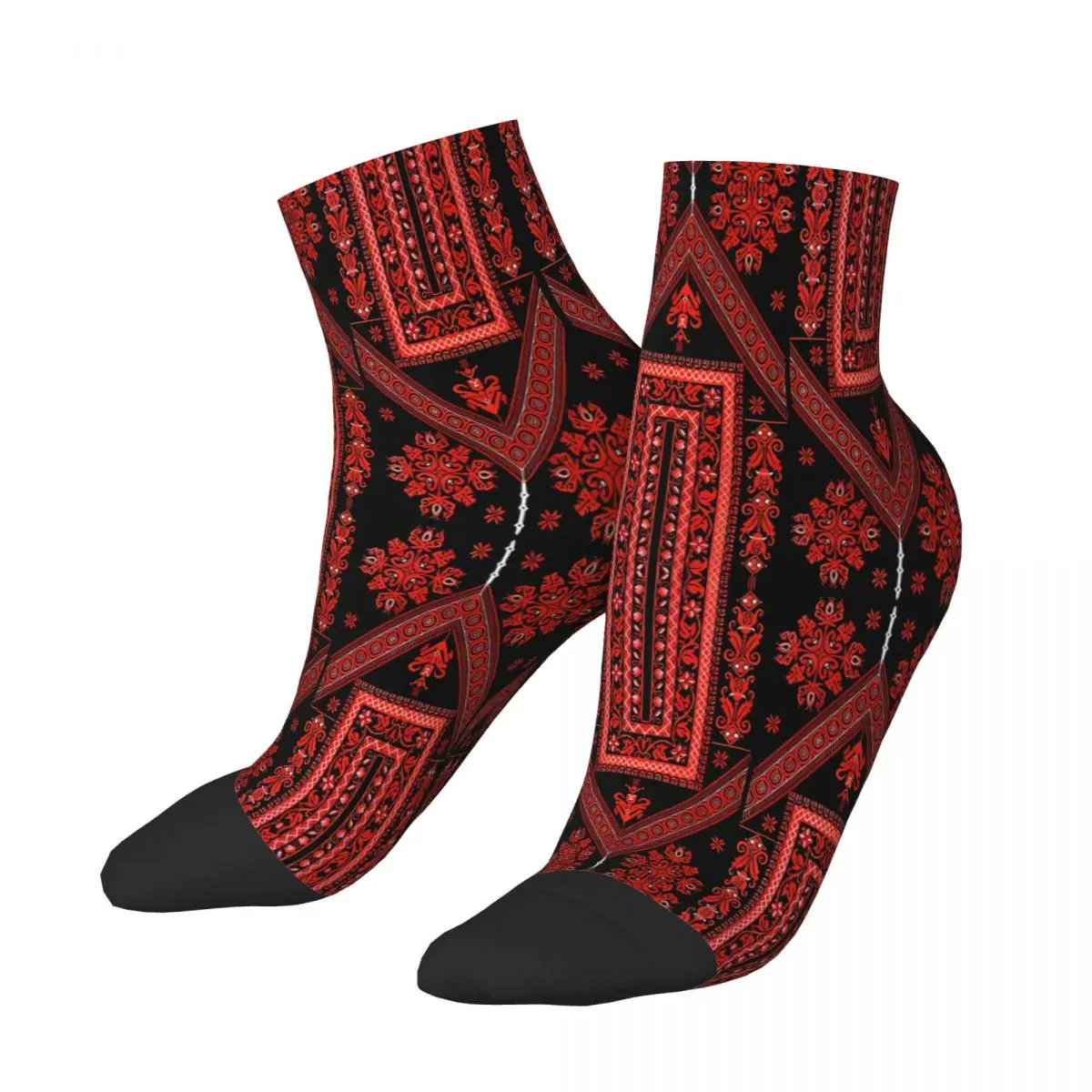 Palestinian Embroidery Boxes Embroidery Flowers Ankle Socks Male Mens Women Autumn Stockings Polyester