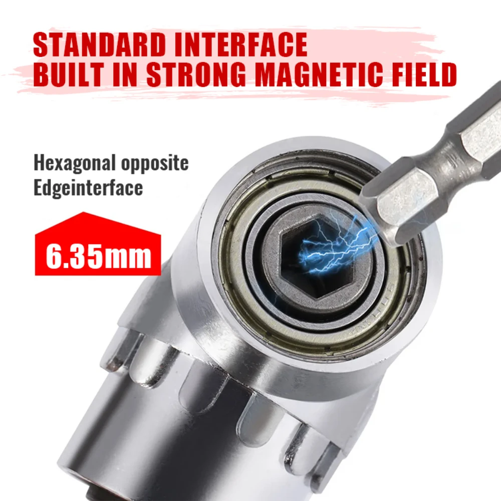 Juego de Herramientas de destornillador de ángulo recto ajustable de 105 grados, vástago hexagonal 1/4 para taladro eléctrico, brocas de