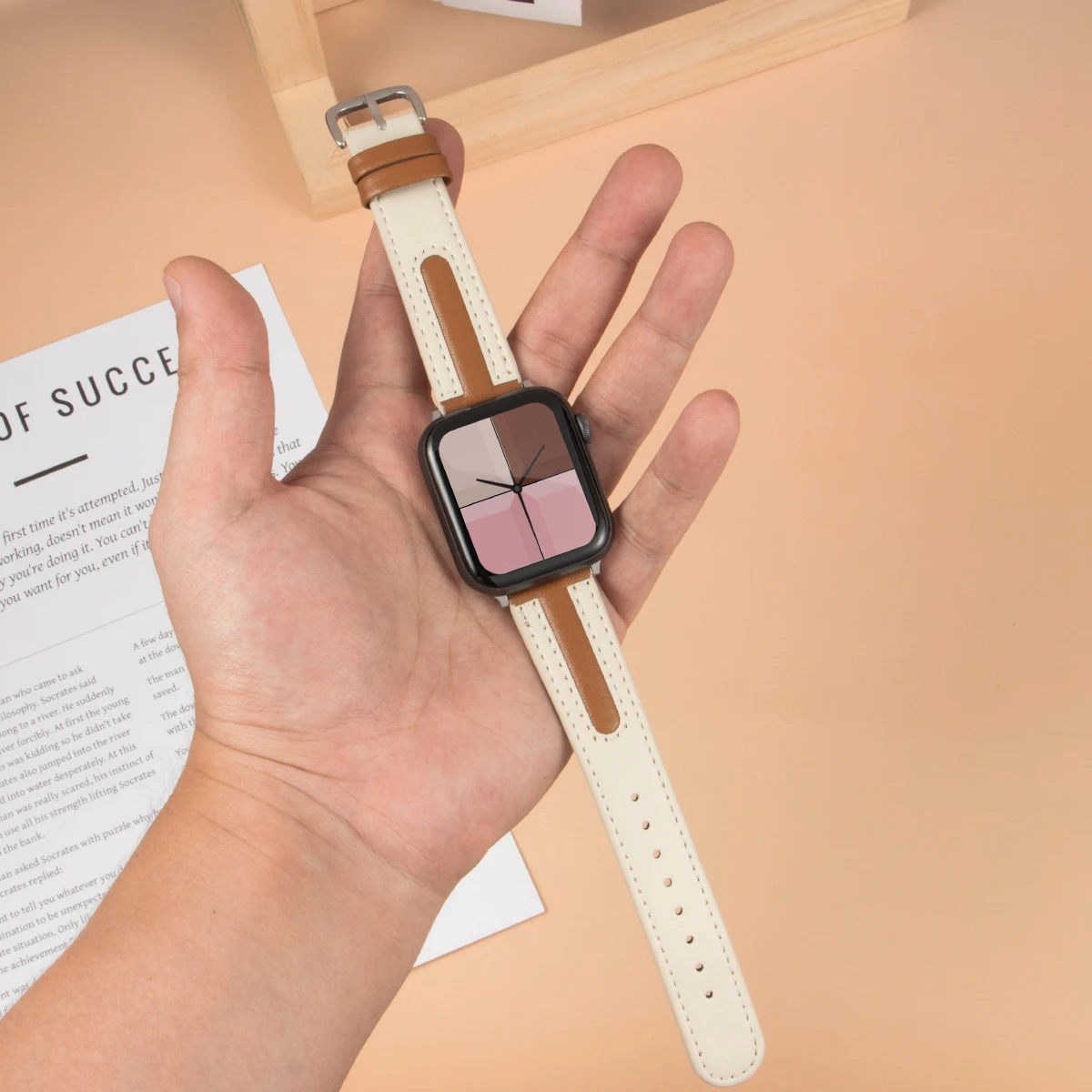 Apple Watch シリーズ 11 S10 42/46mm 9 8 7 41mm 45mm バンド 42mm Ultra 3 49mm ブレスレット iWatch SE3 6 5 4 3 40/44mm用レザーストラップ