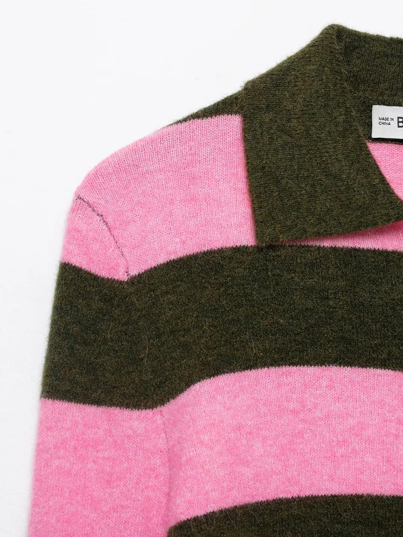 Women Autumn New Preppy Style Long Sleeve Striped Knit Polo Cardigan Sweater Coat