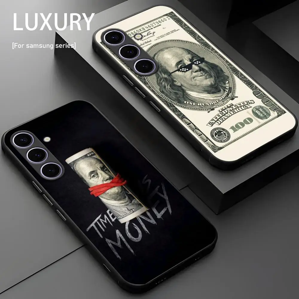 Benjamin Franklin 100Money Phone Case For Samsung Galaxy S25 S24 S23 S22 S21 S20 Plus Ultra Note20 Soft Black