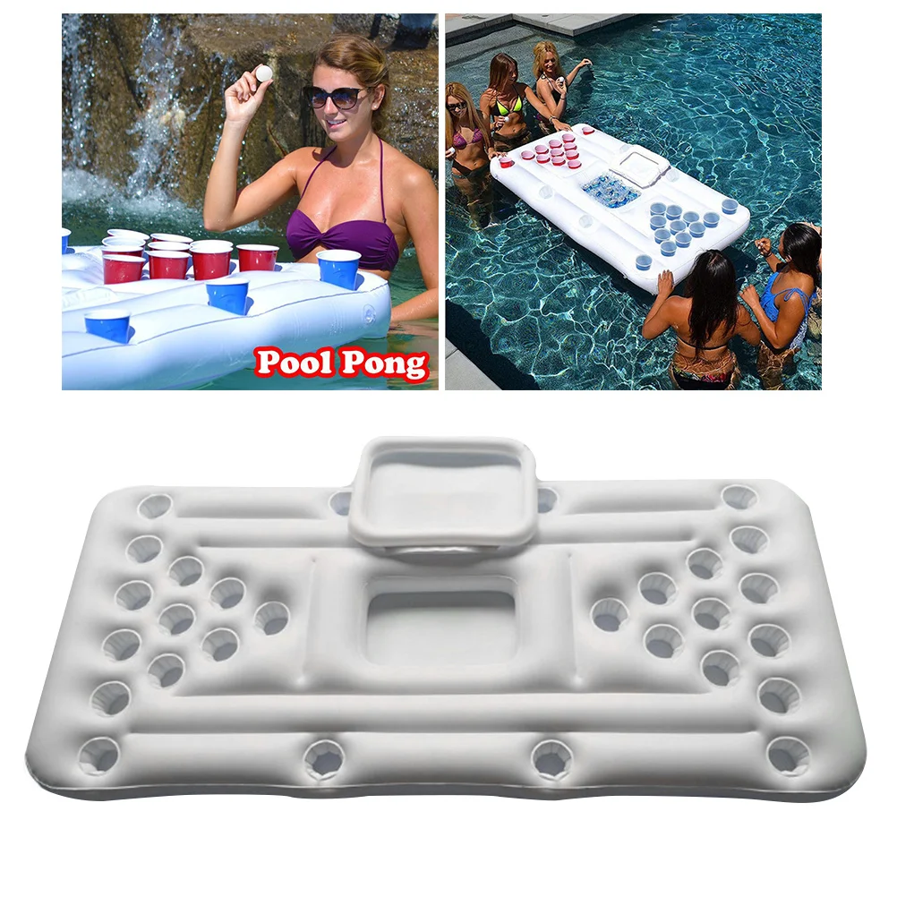 1Pcs Inflatable Floating Cooler for Pool 28 Cup Capacity Waterproof Reusable Outdoor Beach Party Inflatable Table for Water
