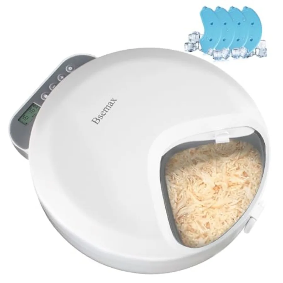 

Automatic Wet Food Cat Feeder Auto Refrigerated Wet Foods Feeder for Cats Dogs 4 Meal Timed Fresh Foods Dispenser with 4 Ice Pa