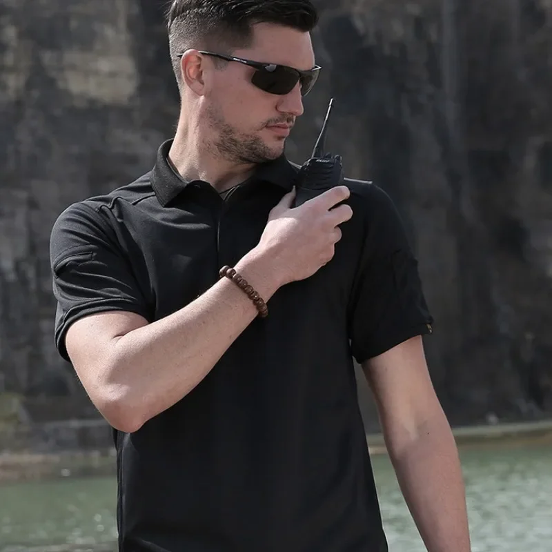 Men's Quick Dry Embroidered Polo Shirts Summer Custom Plus Size Military Clothes Tactical Plain Army T-shirts Tactical Suit