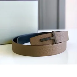 Men Business Work Casual Designer Fashion Quality Belt  T Buckle Luxury Gift  for Gentlemen Delicate Accessory