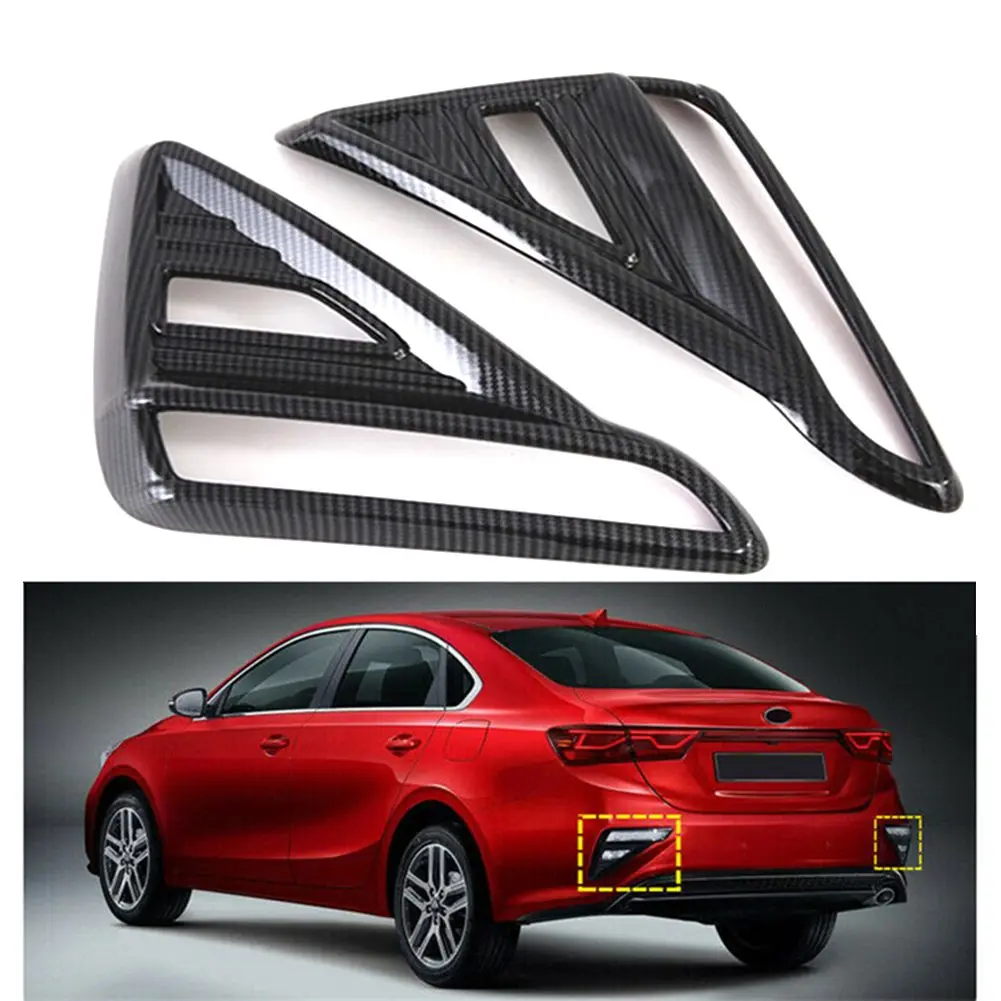 2Pcs For Kia Forte Cerato K3 2019-2022 Rear Fog Lamp Light Cover Trim Carbon Fiber Look ABS Plastic Fog Light Frame