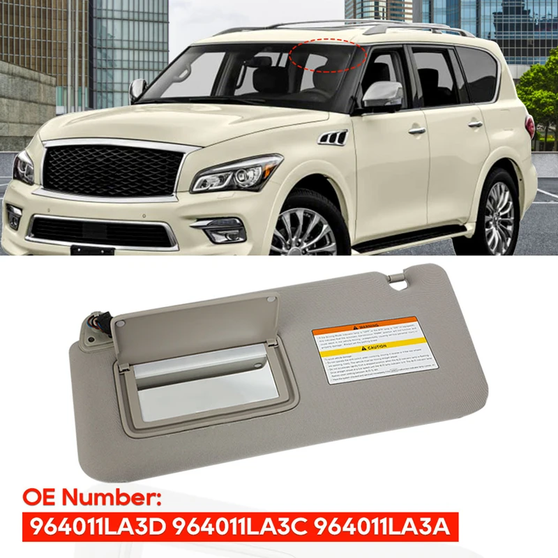 

Sun Visor For Infiniti QX56 QX80 2011-2016 964011LA3D 96401-1LA3D Left Drive Car Gray Front Sunshade Cover Shade Shield Sunvisor