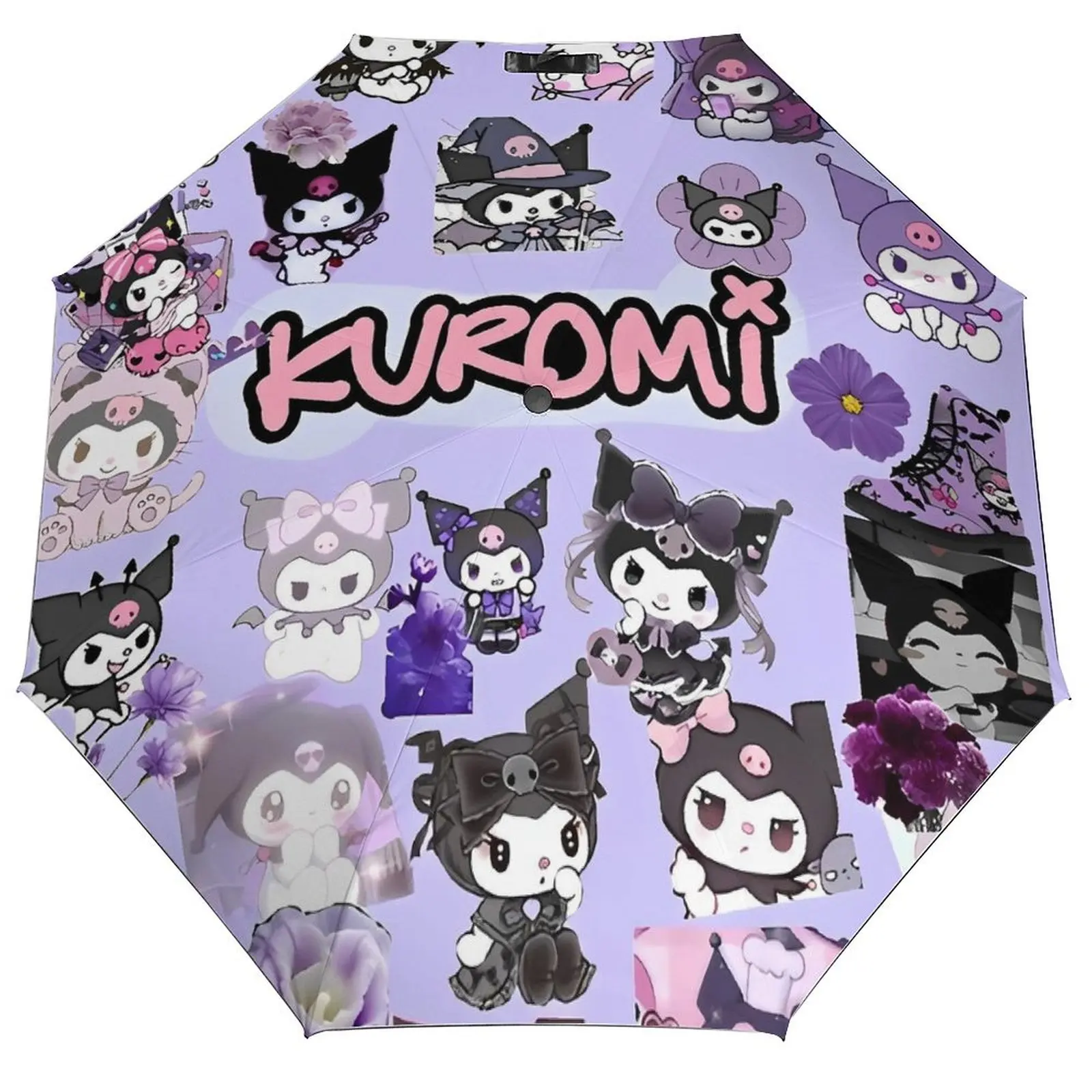 

Сильный зонт Kawaii Kuromi, японский устойчивый к ультрафиолетовому излучению зонт для женщин и мужчин, японский мультяшный трехкратный автоматический солнцезащитный козырек, уличные зонты