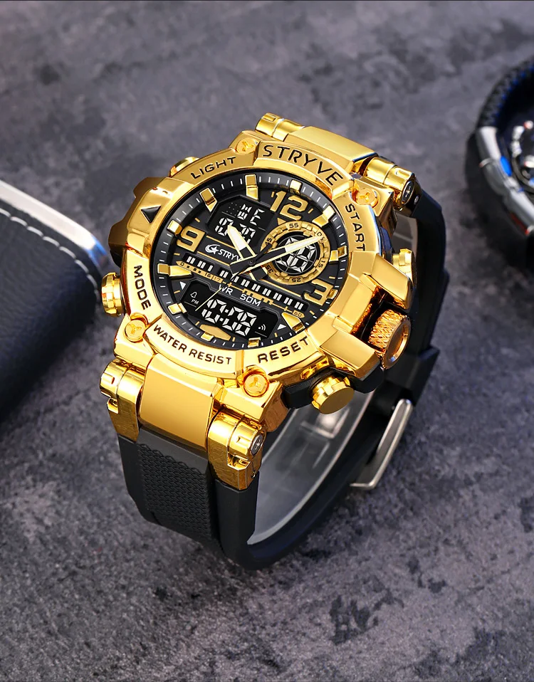STRYVE Herrenuhren, modische elektronische Uhren für Herren, Top-Marke STRYVE 8025, Outdoor-Sportuhr mit Kalender, Chronograph – Detail 10