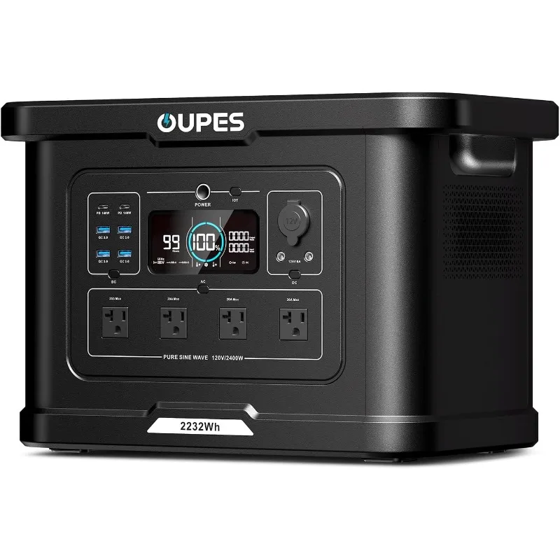 

Exodus 2400 Portable Power Station - 2400W AC Output, 2232Wh LiFePO4 Battery, 1400W Fast Charge & Solar Ready for Home Bac
