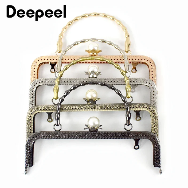 1/2/3/5Pcs Deepeel 20cm Pearl Metal Purse Frame Bag Kiss Clasp Handle DIY Handbag Lock Frames Making Bags Sewing Accessories