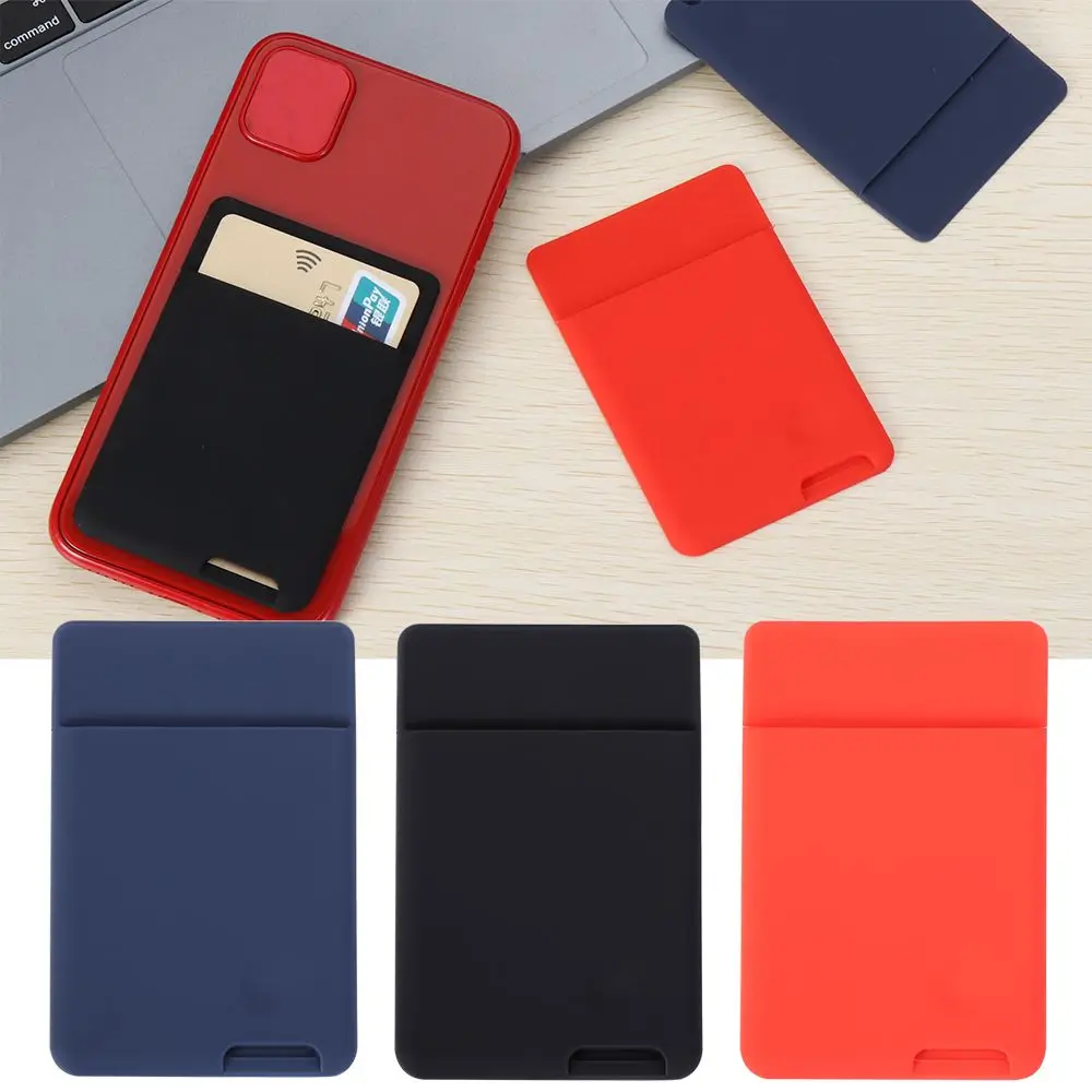 Elastic Self-Adhesive Stick On Phone Wallet Case Cellphone Pocket ID Credit Card Holder Sticker Card Sleeves