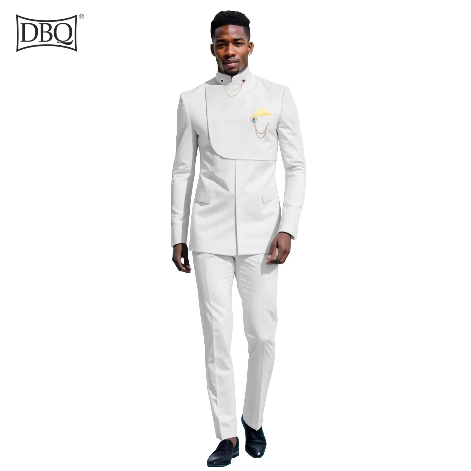 DBQ Men’s Slim Fit Suit Single Breasted 2-Piece Blazer Dress Business Wedding Party African Suits