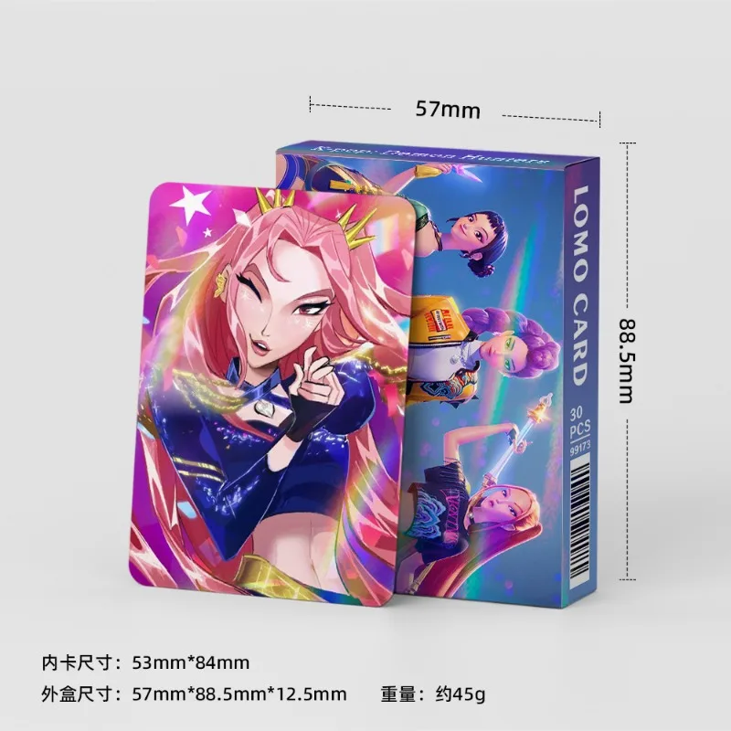 30pcs Kpop Demon Hunters Anime Laser Card Students Double-sided Fashion Collect Cards Cartoon Animation Surrounding Kids Gifts