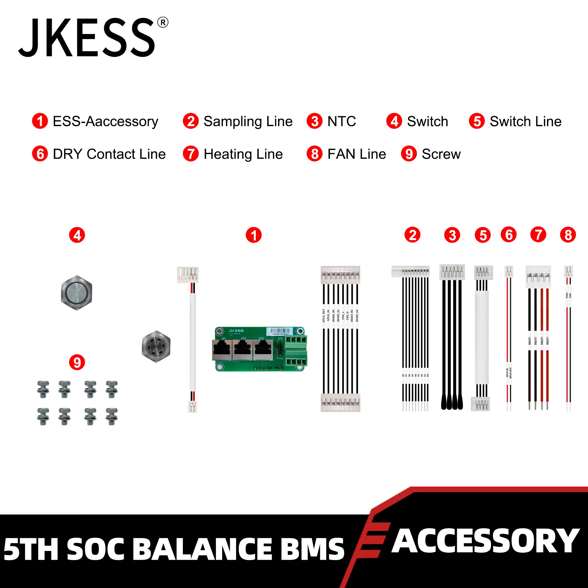 JKESS Accessory Sampling /NTC /Switch/DRY/Contact/Heating/FAN/BUZZER Line Interface Board USBRJ45 BUZZER