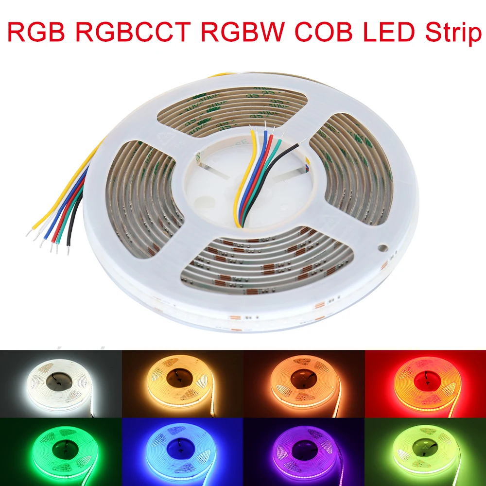 

Светодиодная лента RGB с регулируемой яркостью, осветительная приглушаемая LED полоска высокой плотности, RGBW, COB, 12 В, 24 В, RA90, для украшения дома