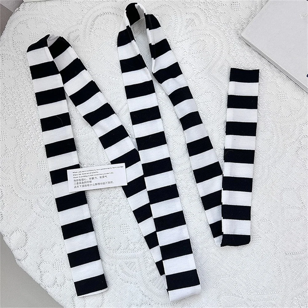 Women antumn Stripe Pattern Scarf Thin Neckerchief Y2k Style Thin long Cotton Scarves Punk Decorative Scarf Clothing accessories