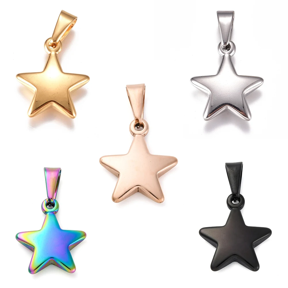 

10Pcs Star Stainless Steel Pendants Five-pointed Star Hang Ornaments for Jewelry Necklace Earring Making Accessories 23.5x20x5mm