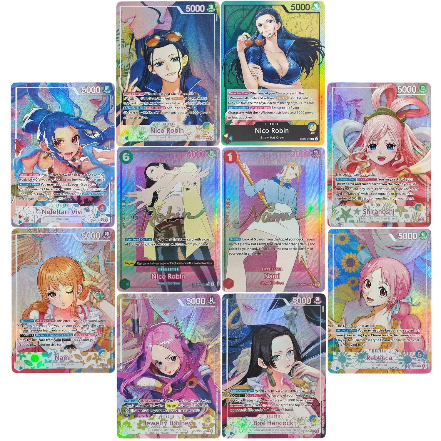 Self Made Proxy One Piece English EB05 Heroines Edition vol.2 Nami Robin Rebecca Hancock Bonney Vivi Game Collection Card Toy