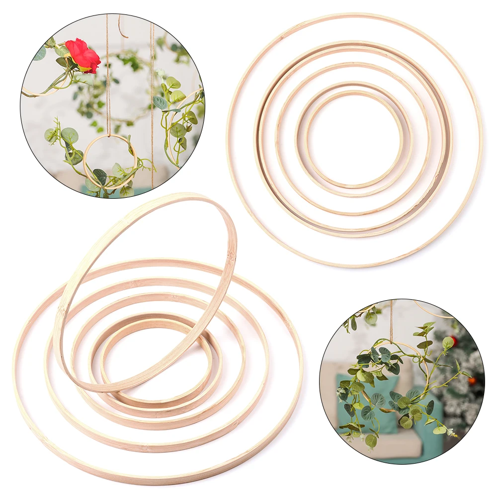 10Pcs Practical Round Crafts Wooden Bamboo Hoop Floral Hoop Bamboo Ring Dream Catcher DIY Versatile Decorative Bamboo Circle