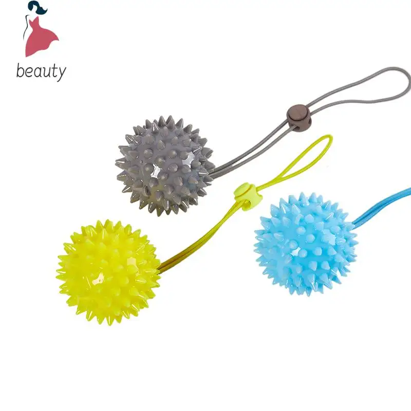 Durable 5.5CM TPR Spiky Massage Grip Ball With Rope String Spike Massager Trigger Point Hand Pain Relief Hedgehog Balls