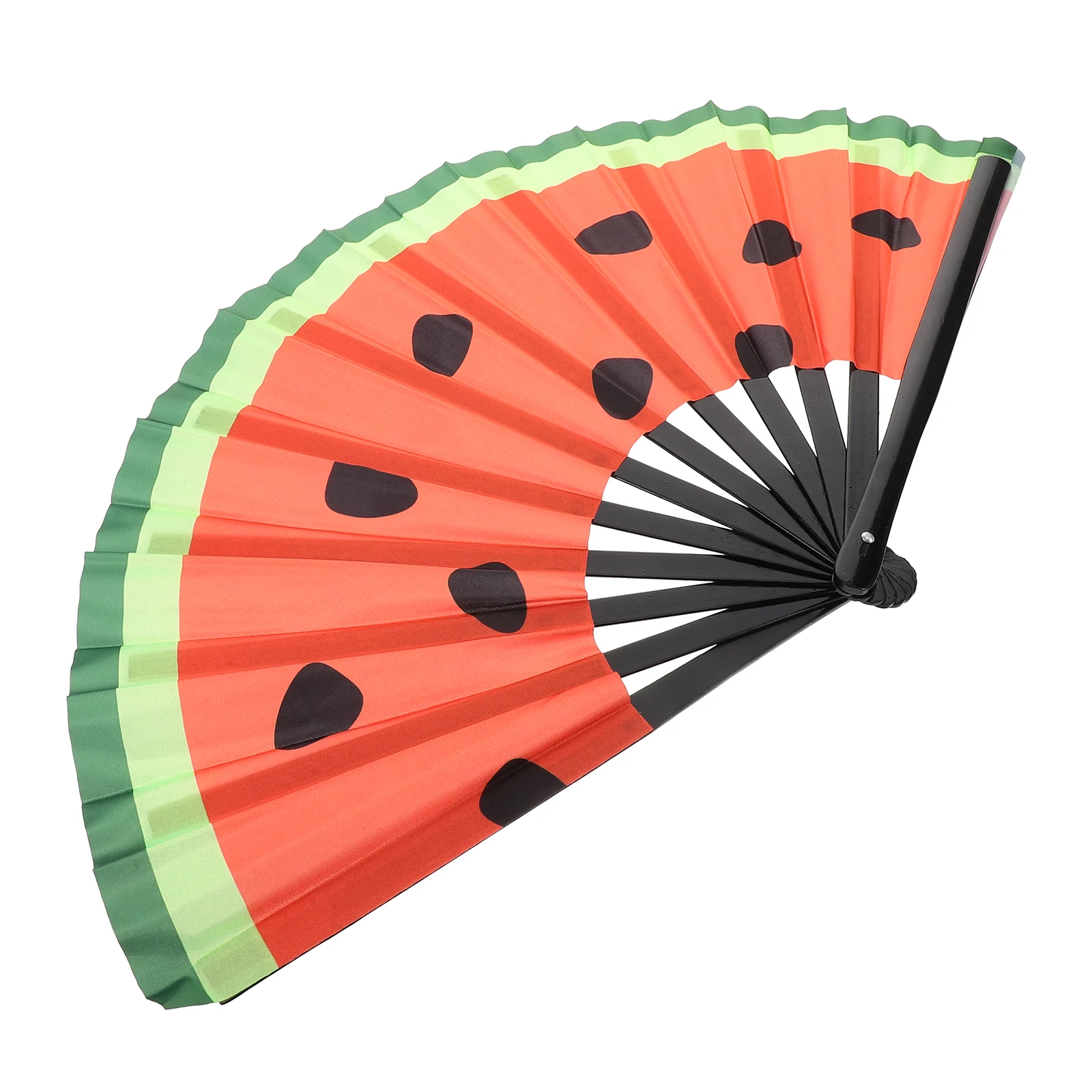 

Watermelon Folding Fan Glow Hand Rave Dance Wedding Bamboo Cloth Decorative Uv Lightweight Portable Japanese Cultural
