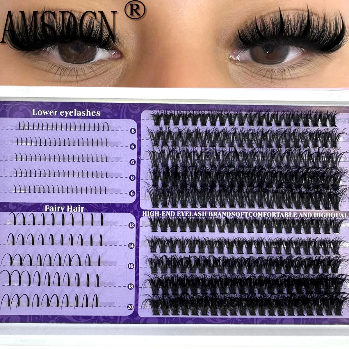 20 Reihen DIY Manga Cluster-Wimpern, Falsche Wimpern, Cluster-Wimpern mit Spikes und unteren Wimpernverlängerungen, wasserdichte Einzelwimpern-Cluster