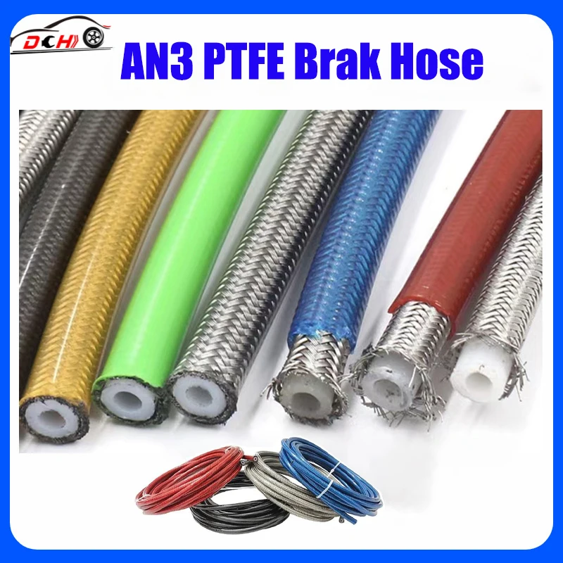 AN3 Stainless Steel Braided Motorcycle Hydraulic Brake Line Clutch Oil Line Hose for Motorcycle Dirt Bike Moped Modified Pipe