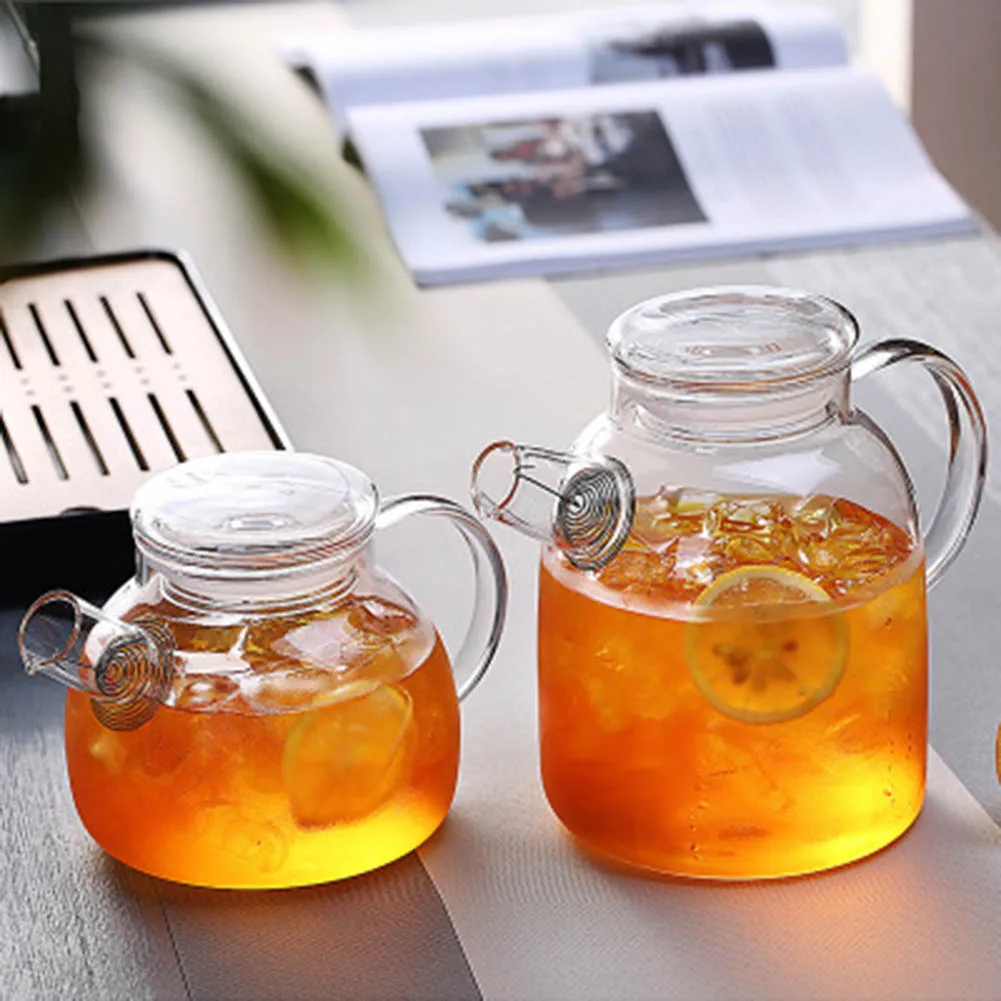 1000/1600ml Transparent Borosilicate Glass Teapot Heat-Resistant Clear Tea Pot Flower Tea Set Coffee Pots Kettle Glass Water Jug