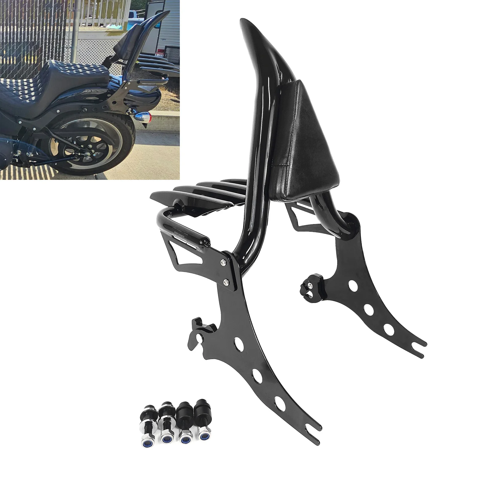 For Harley Fat Boy Lo FLSTF 2007-2017 Softail FXST CVO 06-12 Motorcycle Accessories Passenger Backrest Sissy Bar & Luggage Rack