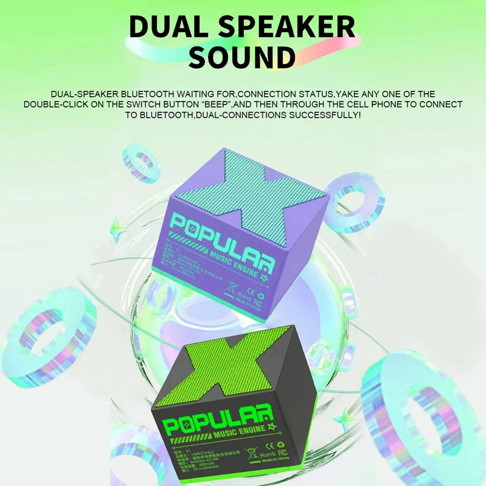 Wireless Bluetooth 5.0 Speakers Mini Audio Speaker USB Rechargeable HIFI Sound Box Player Speaker for Laptop PC Green