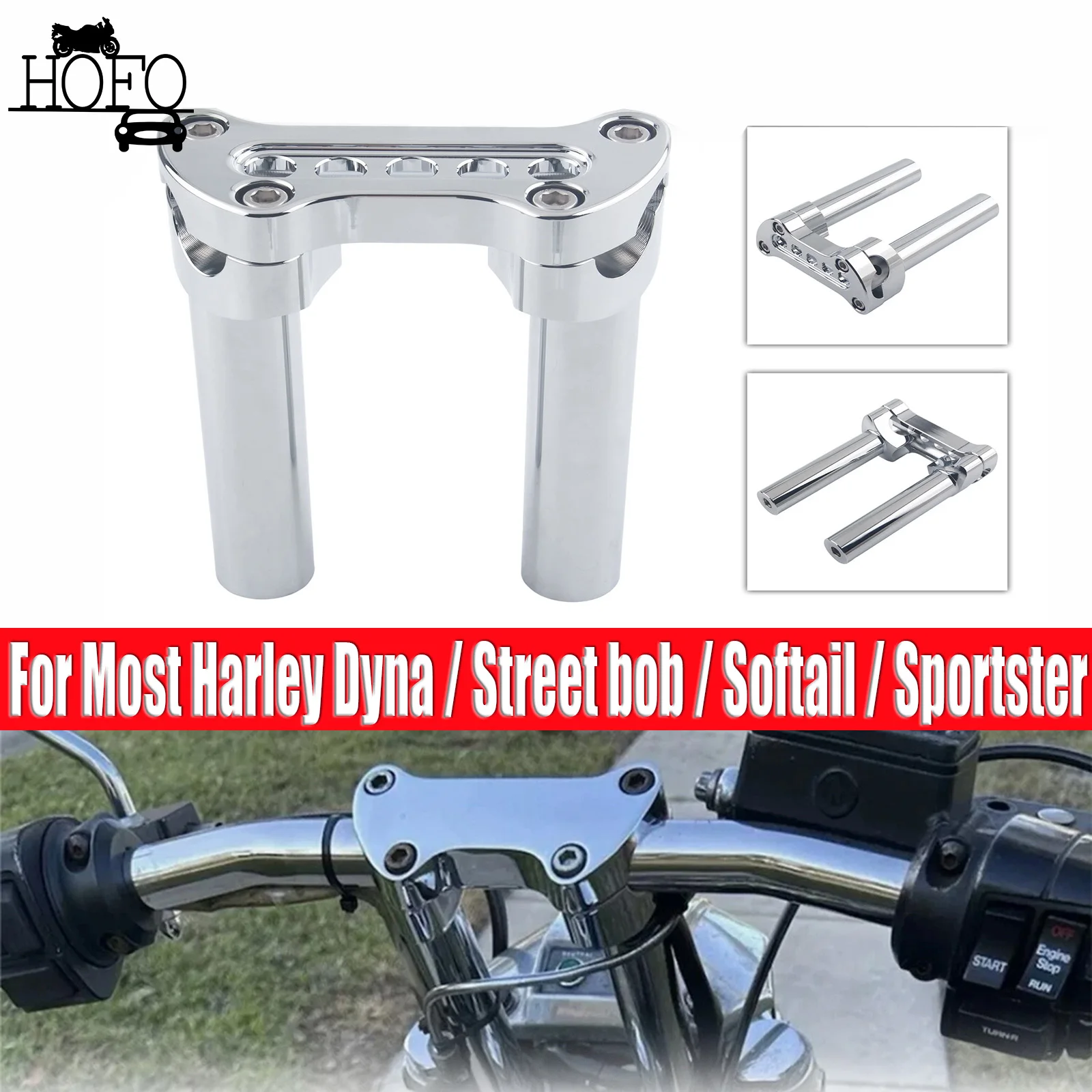 

Chrome 6" Motorcycle Handlebar Riser w/Top For Most Harley-Davidson Dyna / Street bob / Softail / Sportster and Other Models