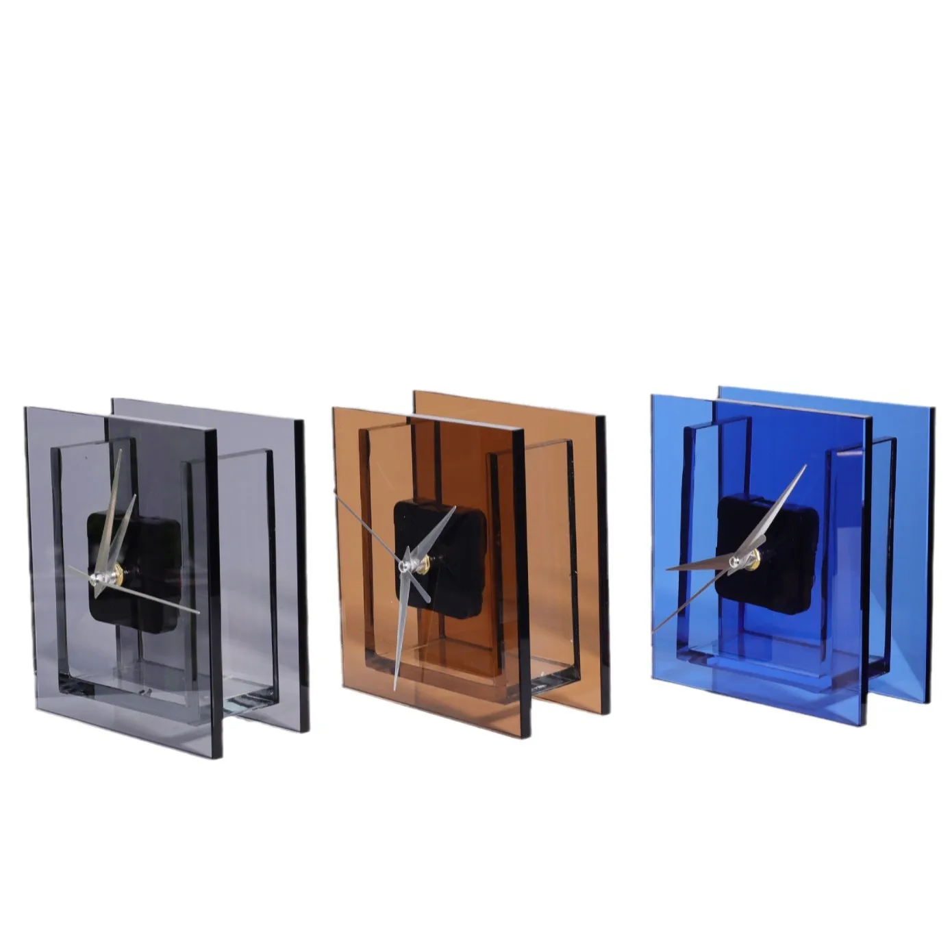 

Modern simple light luxury glass crystal desktop clock watch flower device living room ornament