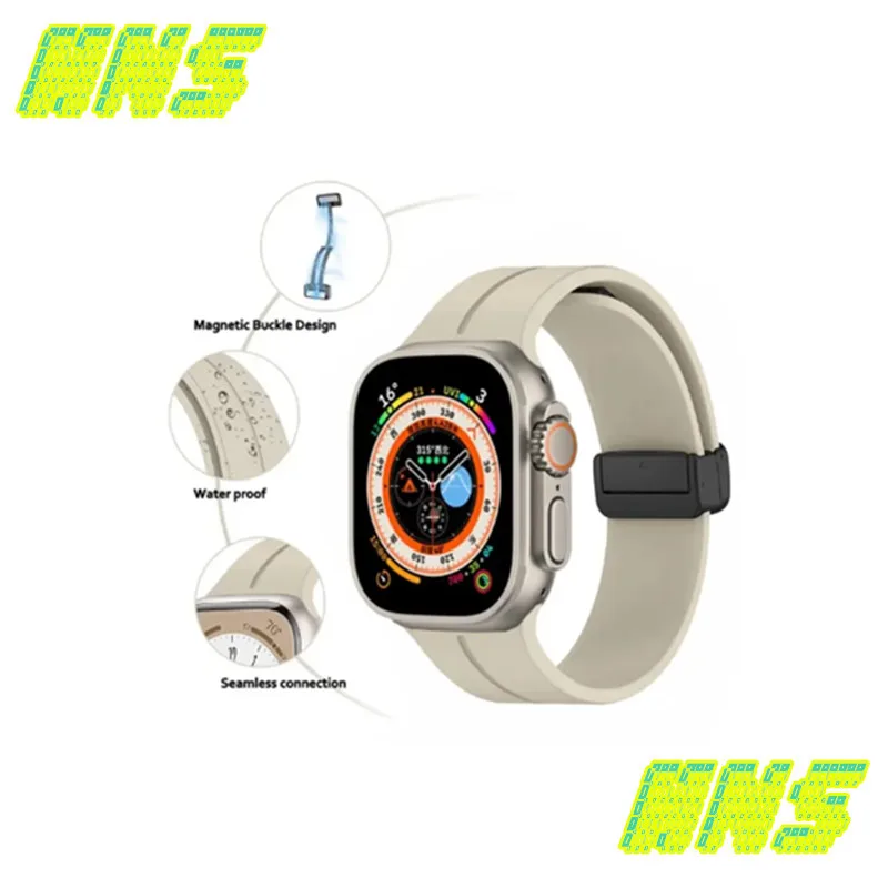 Correa magnética para Apple Watch Ultra 2, pulsera de silicona de 49mm, 45mm, serie IWatch 9, 8, Se, 7, 5, 3, 44mm, 45mm 40mm,