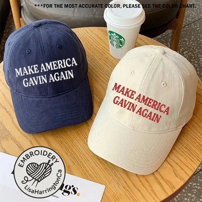 หมวกปักลาย Make America Gavin Again หมวกเบสบอลตลกๆ สไตล์ลิเบอร์เตอร์ หมวก Save Democracy หมวกพ่อ ของขวัญสำหรับการเลือกตั้งทางการเมือง