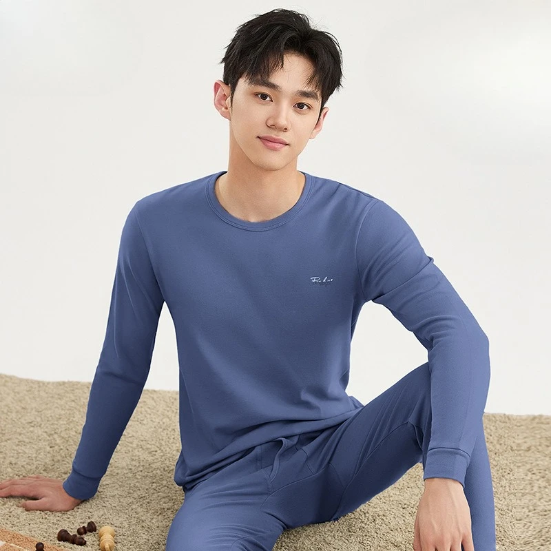 

Cotton Thermal Underwear 2pcs Set Long Johns Men Autumn Winter Warm Leggings Youth Fashion Tops Warm Bottom Clothes 2025 New
