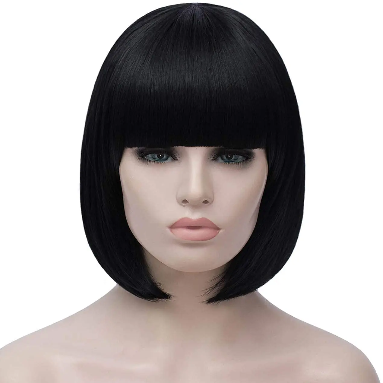 Black Bob Wigs for Women Hair Wig with Bangs Natural Fashion Synthetic Wig Cute Colored Wigs for Daily Party Halloween image 3