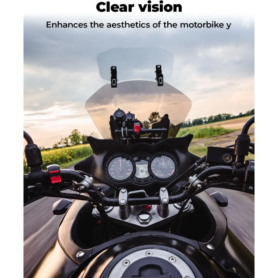 مشابك تمديد الزجاج الأمامي للدراجات النارية قابلة للتعديل مع سبويلر مرتفع من معدن الألومنيوم المحدث لتعزيز الهوائية